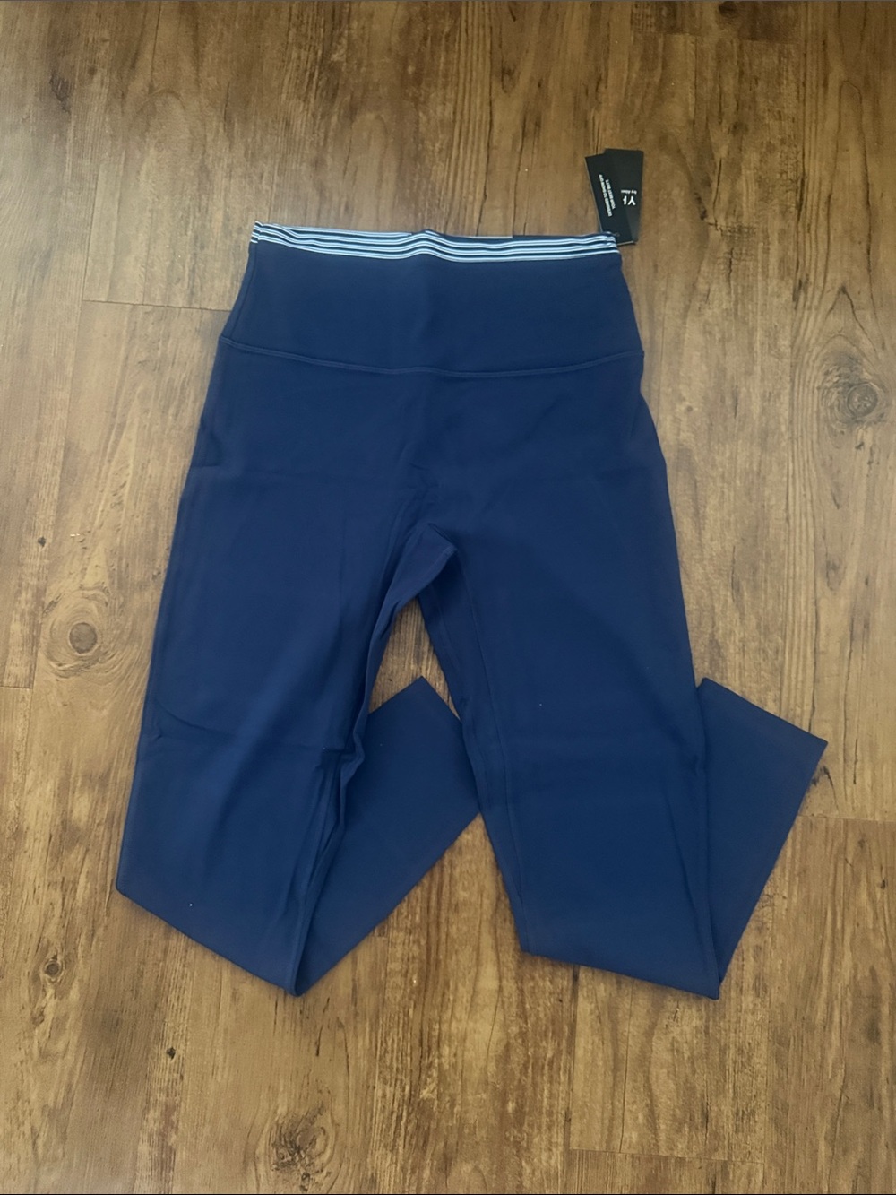 Abercrombie & Fitch Navy Blue Leggings with Striped Waistband